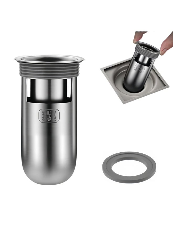 Shower Floor Drain Backflow Preventer, One Way Drain Valve Sewer, 304 Stainless Steel Material, Anti- Odor Plugs for Bathroom (1, Depth 3.3'') - Image 1